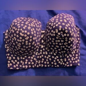 Parfait Dolly Molded Underwire Longline Bustier Size 3XL Plus NWoT Blue Daisies